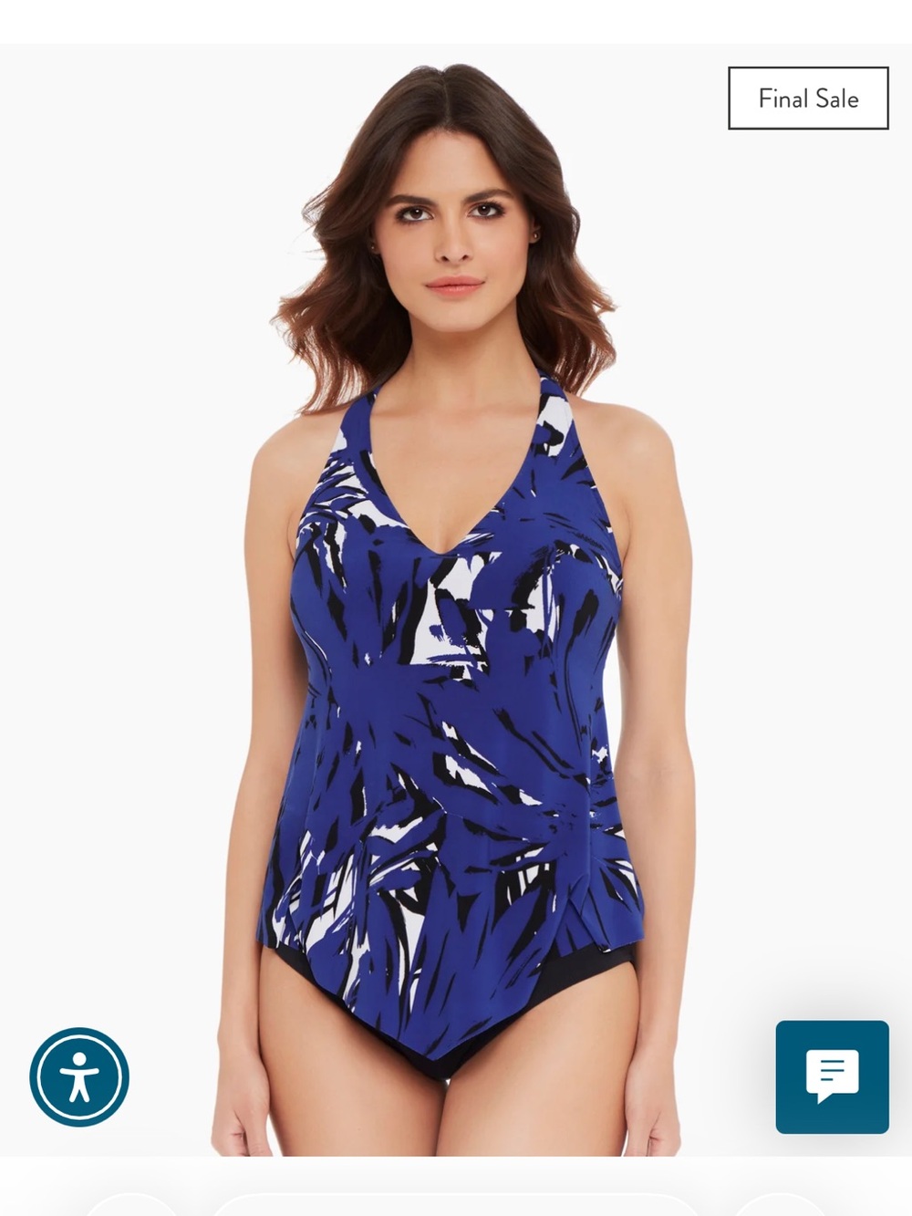 Magicsuit Blue and Black tankini top padded with underwire - slimming aesthetic
